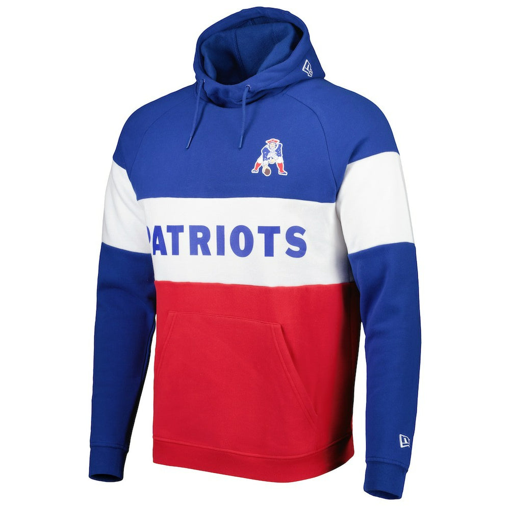 New England Patriots New Era Colorblock Throwback Pullover Hoodie - Red/Royal for sale