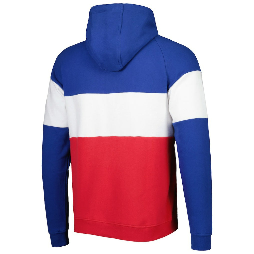 New England Patriots New Era Colorblock Throwback Pullover Hoodie - Red/Royal for sale