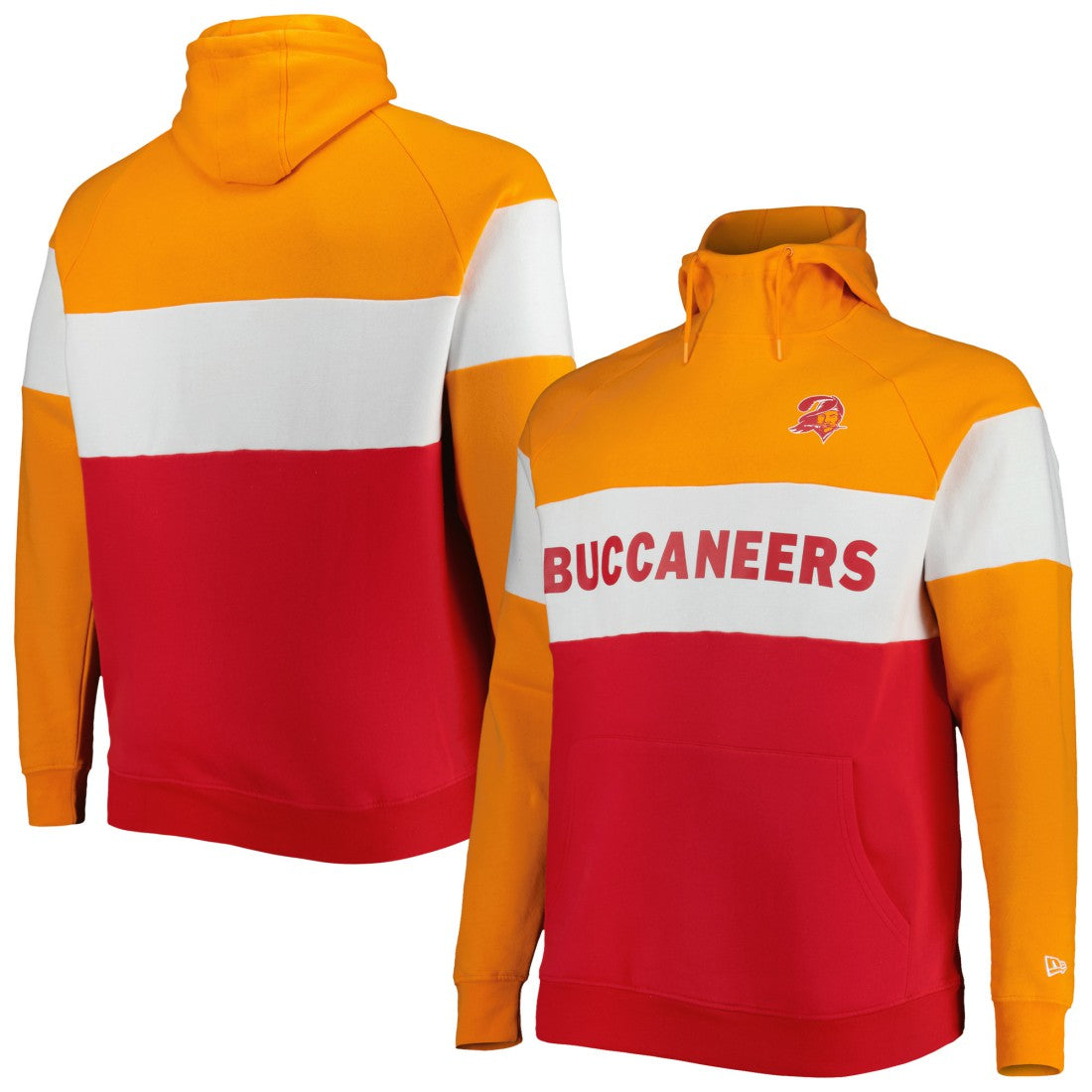 Tampa Bay Buccaneers New Era Big & Tall Throwback Colorblock Raglan Pullover Hoodie - Red discount