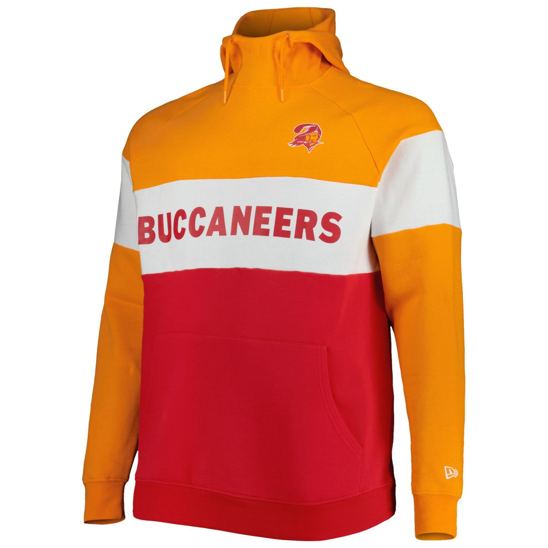Tampa Bay Buccaneers New Era Big & Tall Throwback Colorblock Raglan Pullover Hoodie - Red discount
