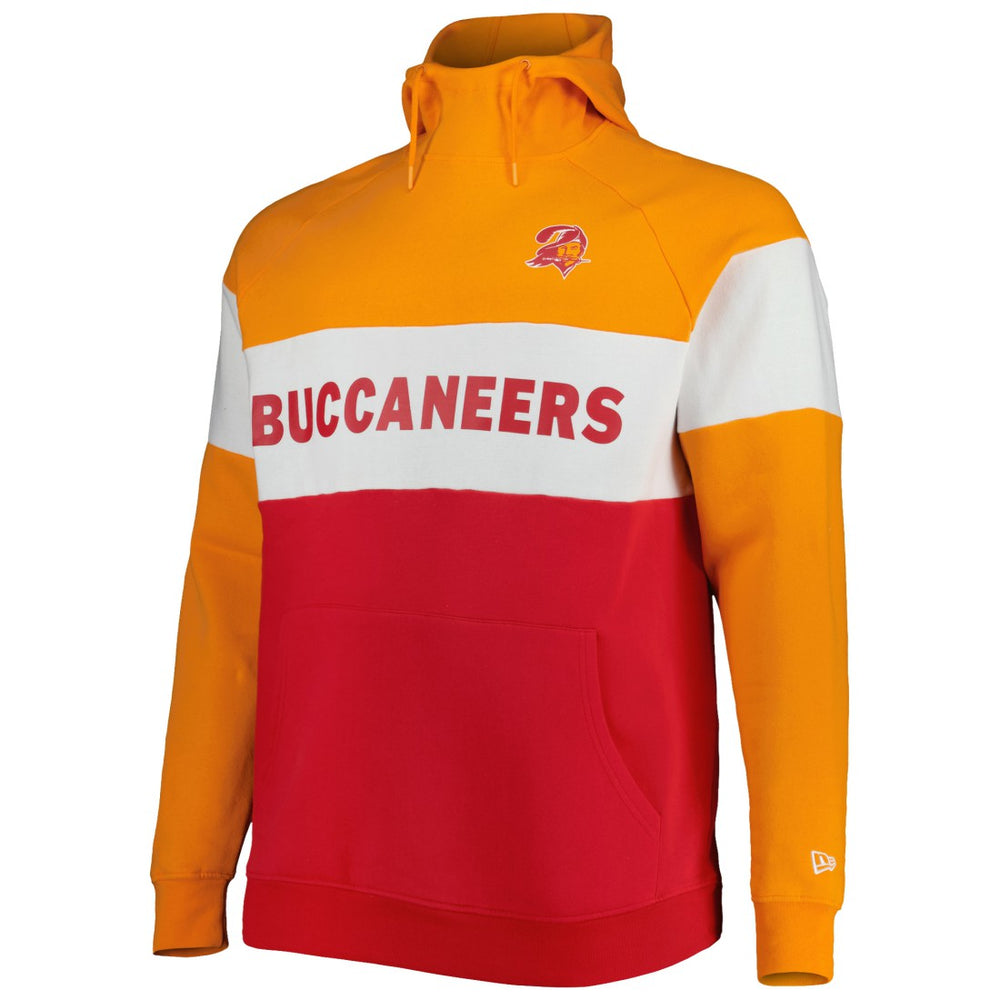 Tampa Bay Buccaneers New Era Big & Tall Throwback Colorblock Raglan Pullover Hoodie - Red discount