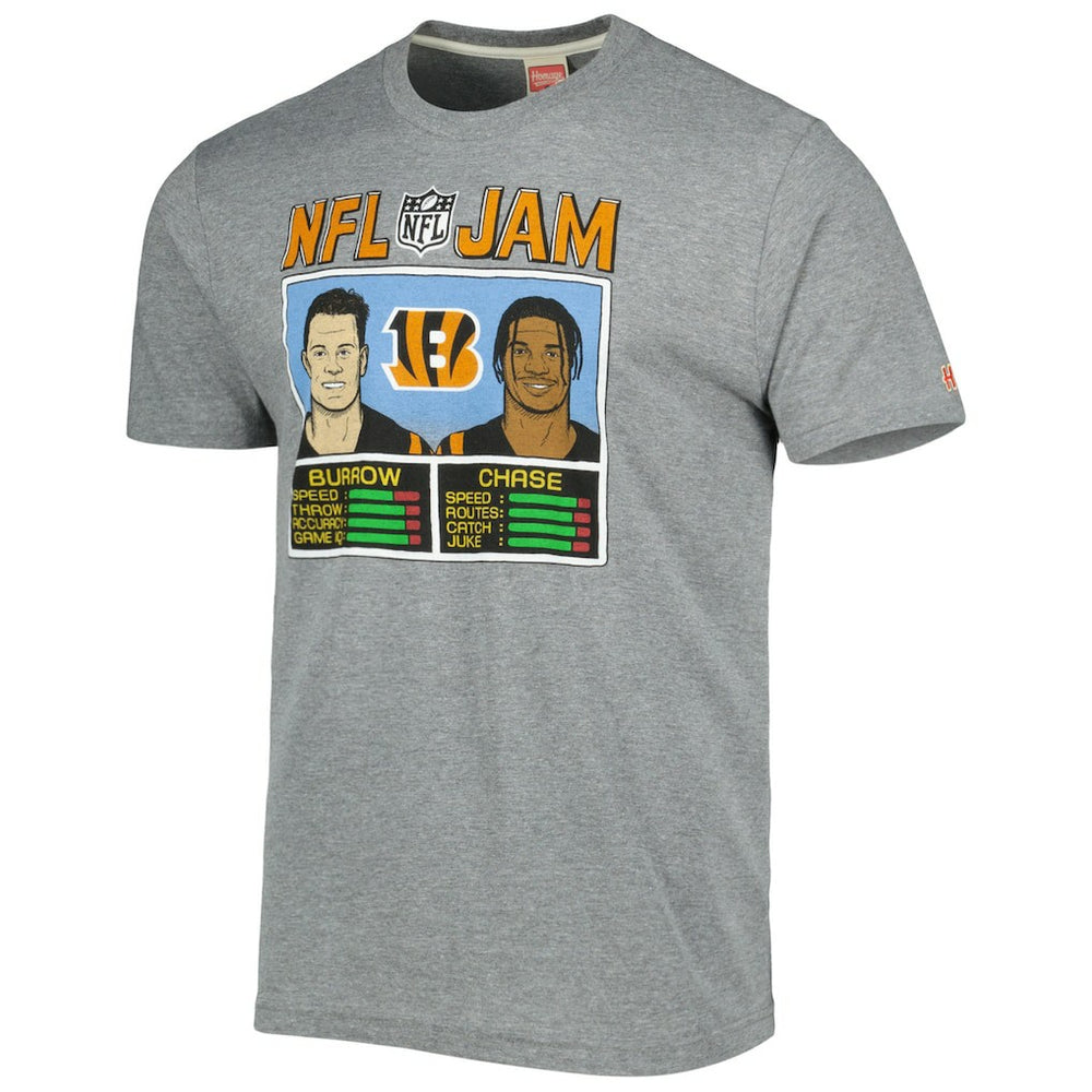 Ja'Marr Chase & Joe Burrow Cincinnati Bengals Homage Unisex NFL Jam Tri-Blend T-Shirt - Heather Gray for sale
