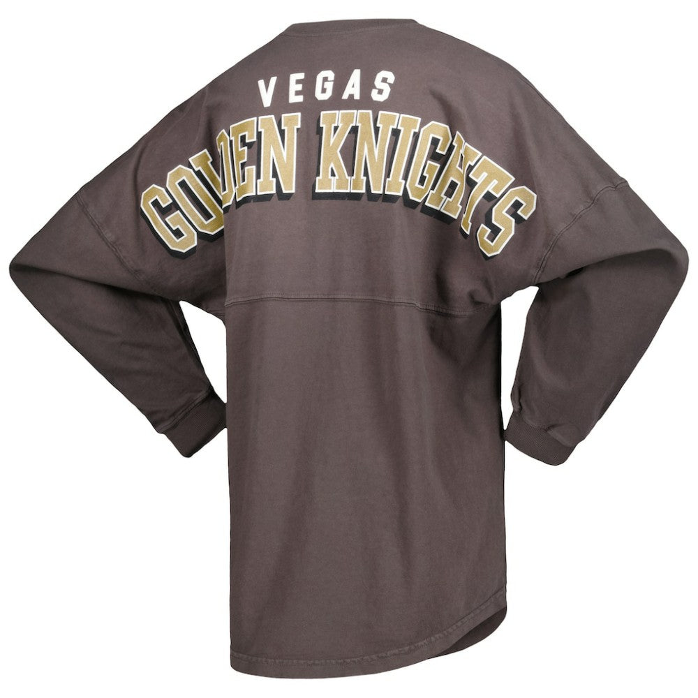 Vegas Golden Knights Fanatics Women's Spirit Lace-Up V-Neck Long Sleeve Jersey T-Shirt Charcoal