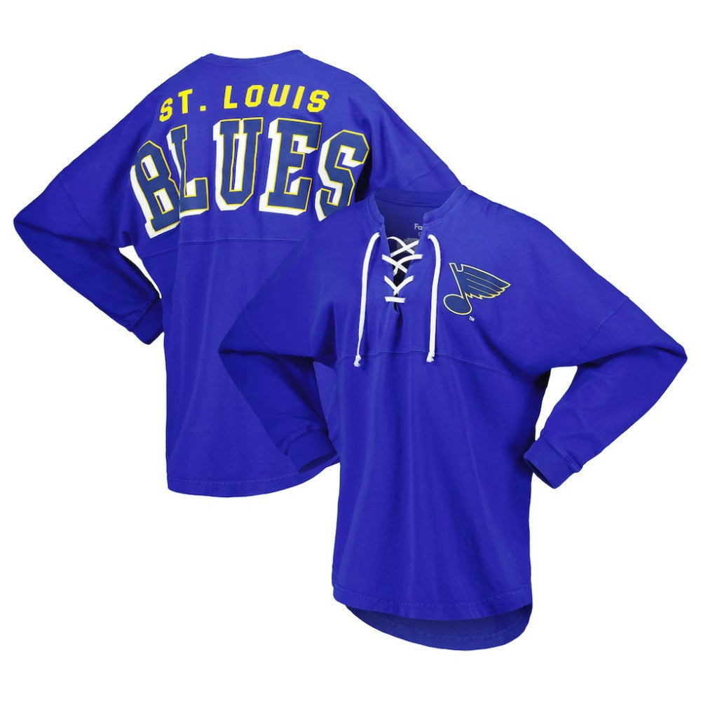 St. Louis Blues Fanatics Women's Spirit Lace-Up V-Neck Long Sleeve Jersey T-Shirt Blue