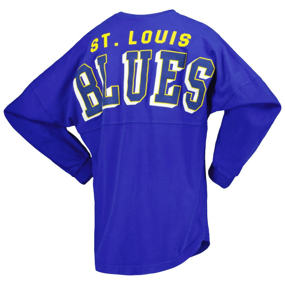 St. Louis Blues Fanatics Women's Spirit Lace-Up V-Neck Long Sleeve Jersey T-Shirt Blue