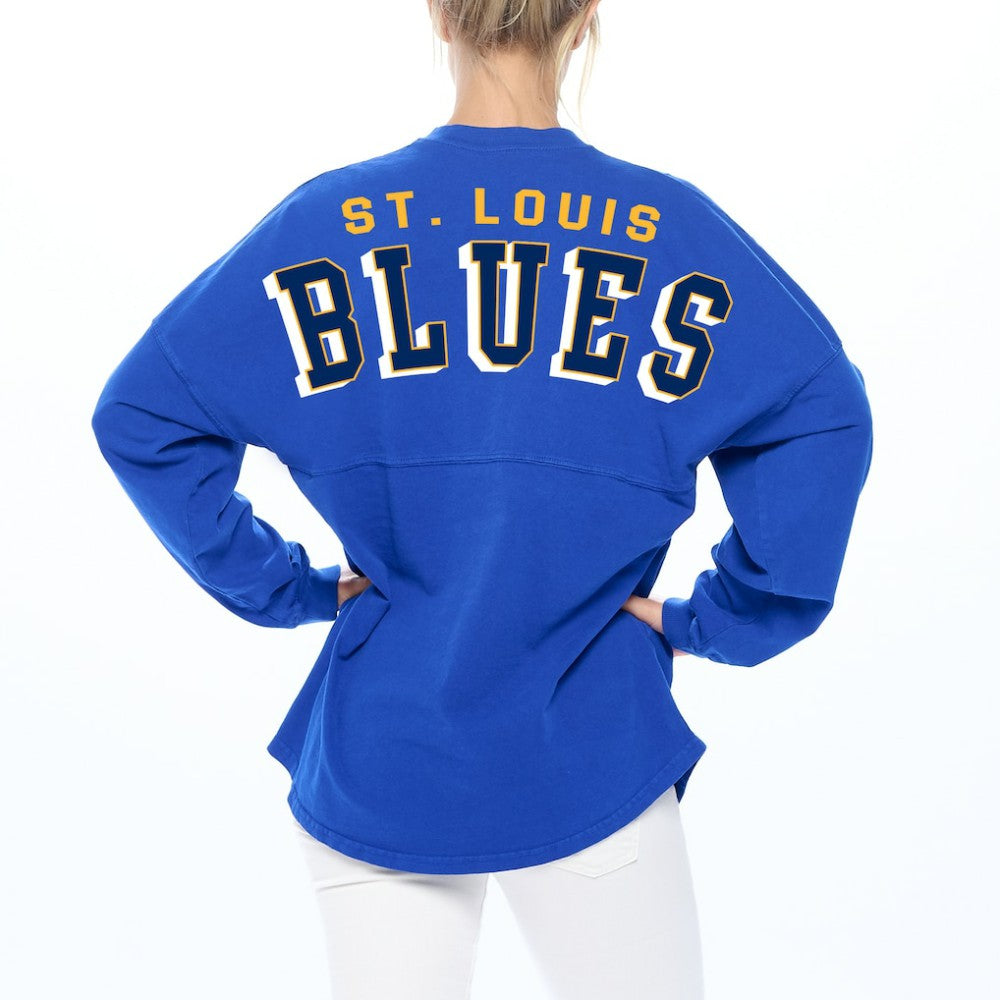 St. Louis Blues Fanatics Women's Spirit Lace-Up V-Neck Long Sleeve Jersey T-Shirt Blue