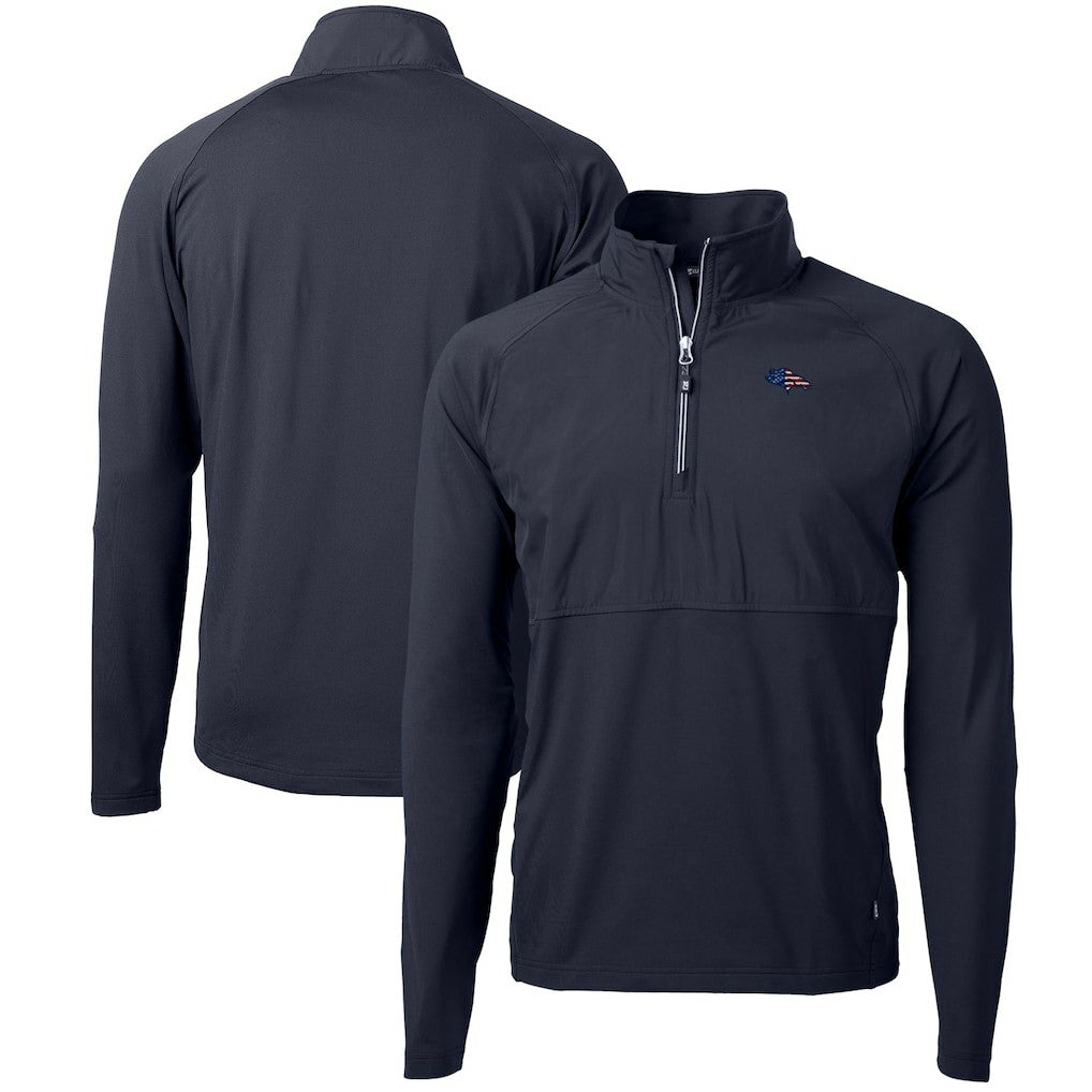 Denver Broncos Cutter & Buck Adapt Eco Knit Hybrid Recycled Quarter-Zip Pullover Top - Navy online