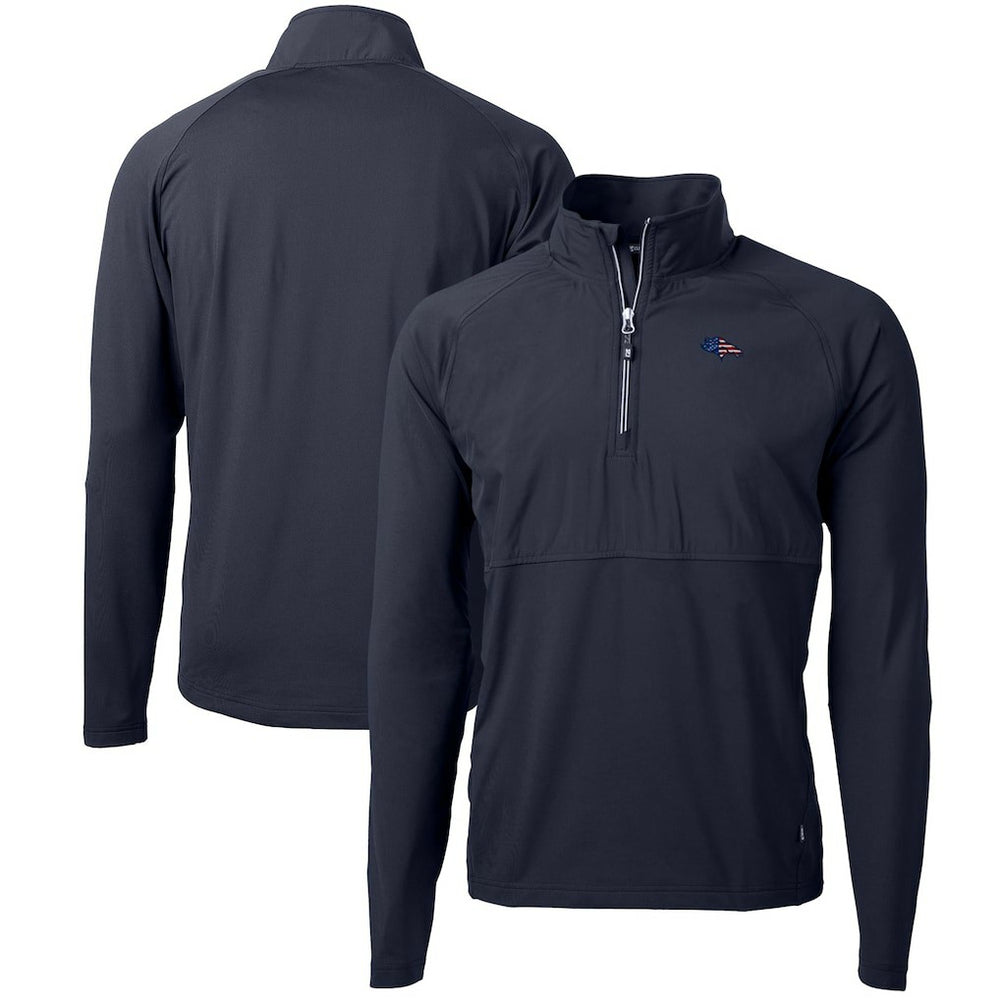 Denver Broncos Cutter & Buck Adapt Eco Knit Hybrid Recycled Quarter-Zip Pullover Top - Navy online