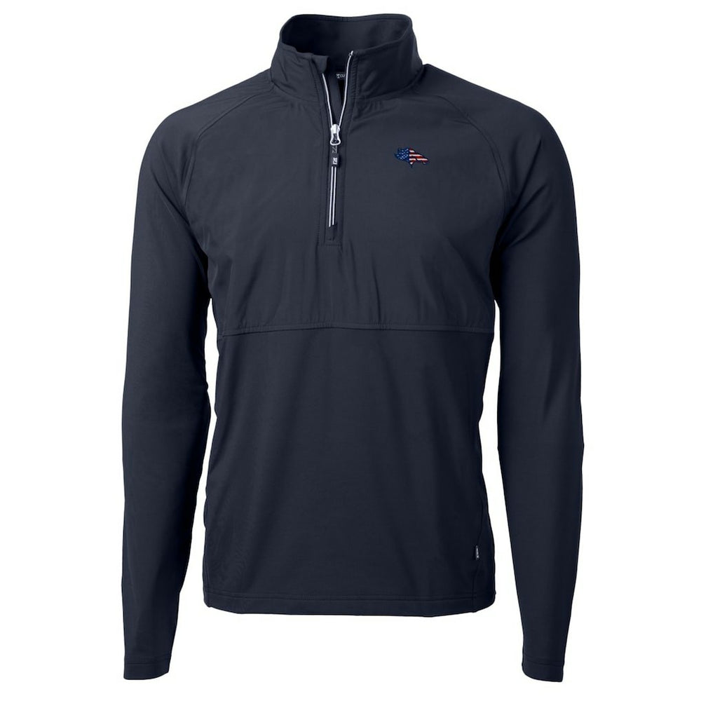 Denver Broncos Cutter & Buck Adapt Eco Knit Hybrid Recycled Quarter-Zip Pullover Top - Navy online