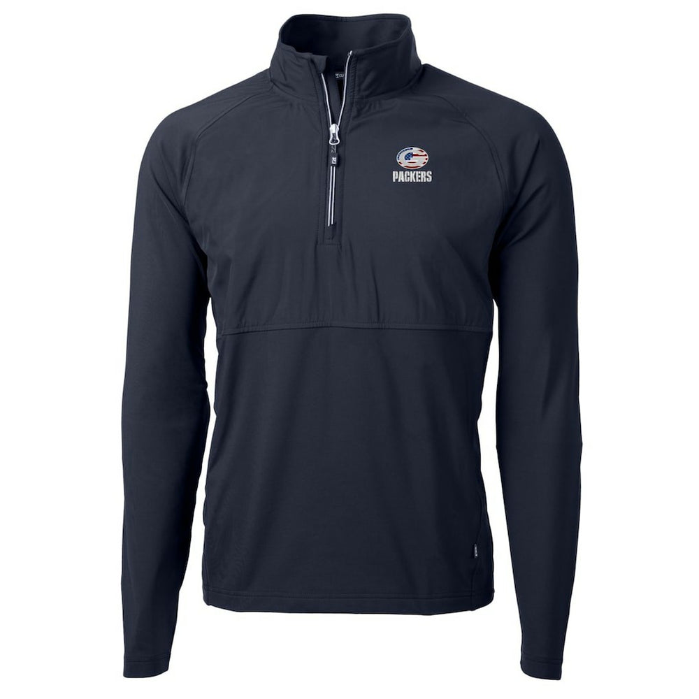 Green Bay Packers Cutter & Buck Adapt Eco Knit Hybrid Recycled Quarter-Zip Pullover Top - Navy on sale