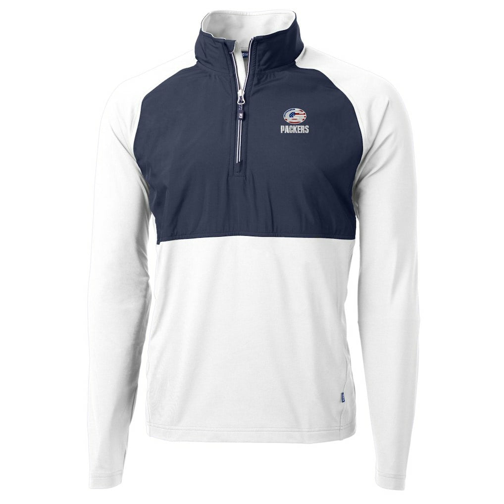 Green Bay Packers Cutter & Buck Adapt Eco Knit Hybrid Recycled Quarter-Zip Pullover Top - White for sale