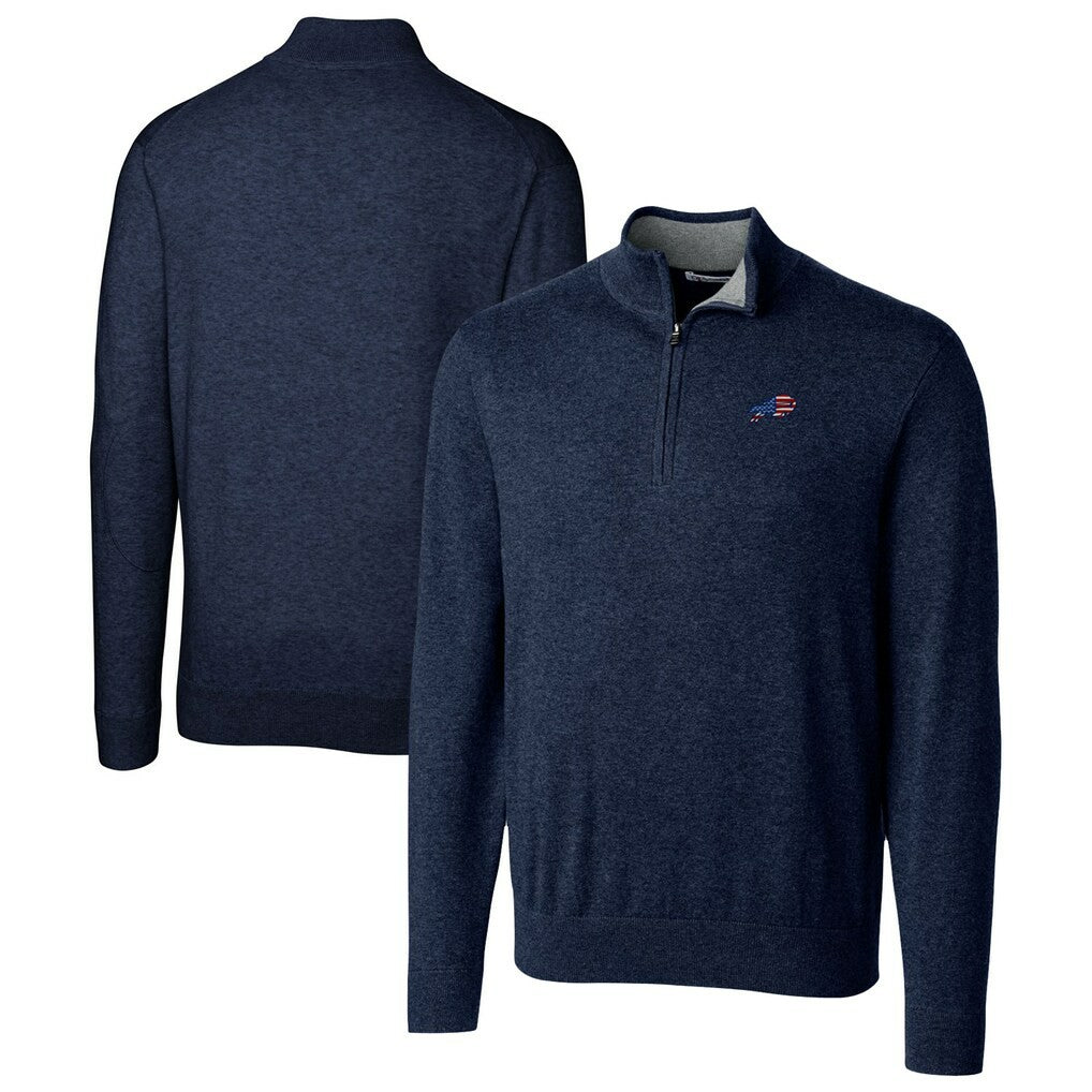 Buffalo Bills Cutter & Buck Lakemont Quarter-Zip Pullover Sweater - Navy on sale