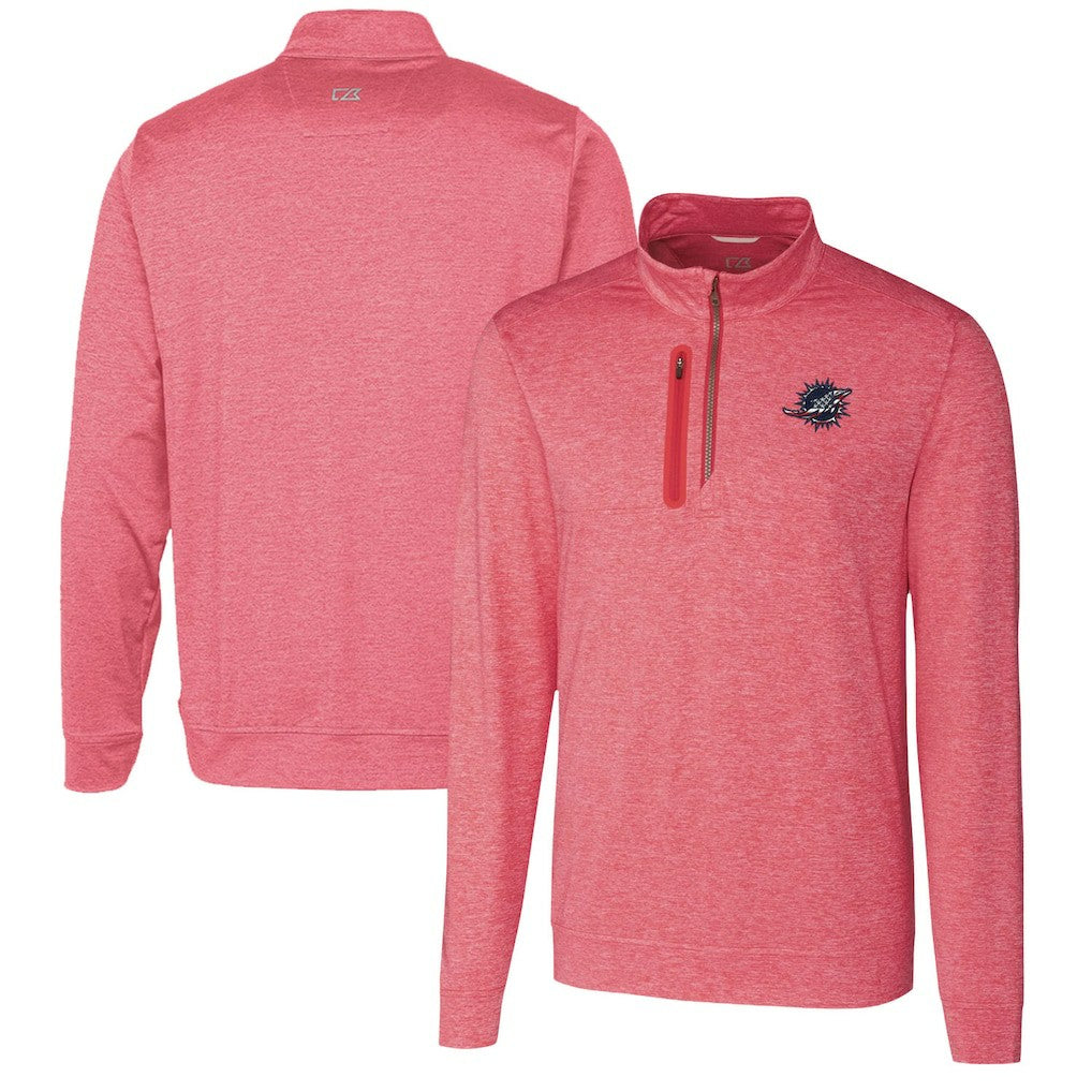 Miami Dolphins Cutter & Buck Stealth Quarter-Zip Pullover Top - Heathered Cardinal online