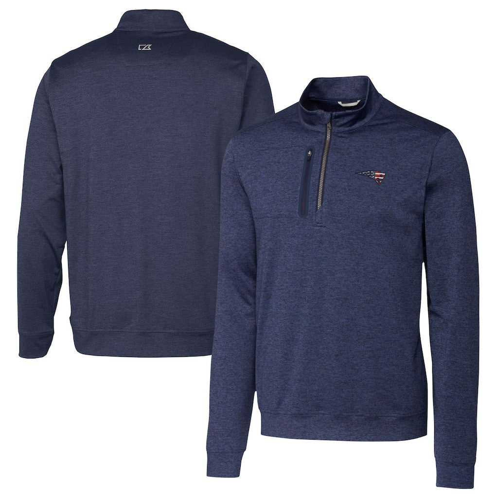 New England Patriots Cutter & Buck Stealth Quarter-Zip Pullover Top - Heathered Navy outlet