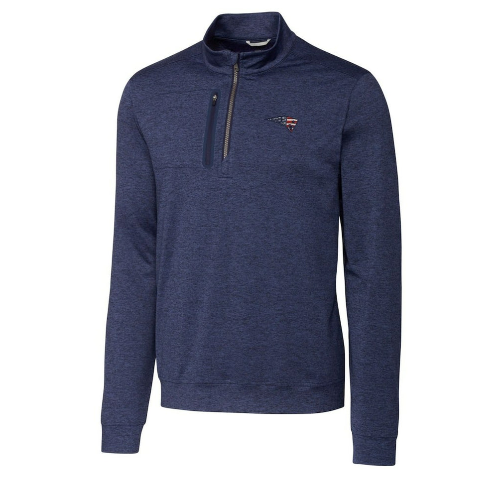 New England Patriots Cutter & Buck Stealth Quarter-Zip Pullover Top - Heathered Navy outlet