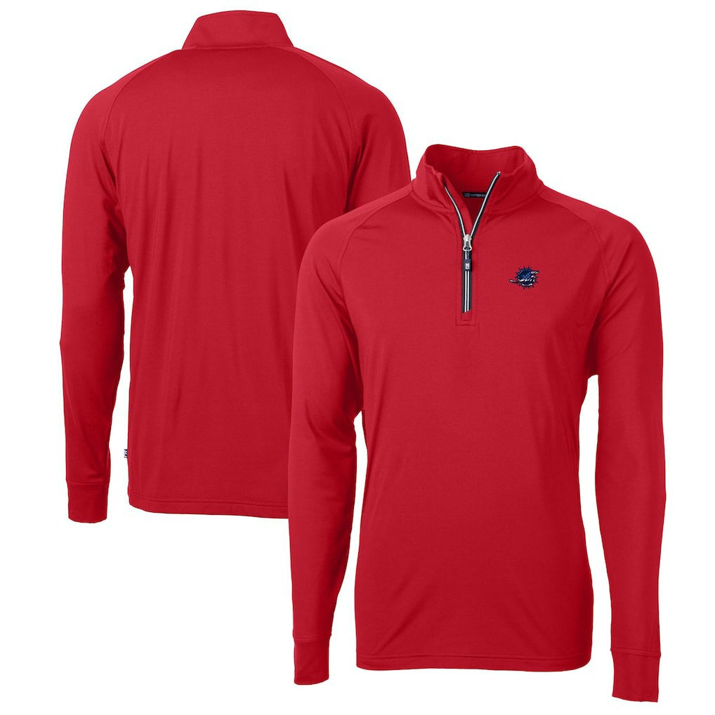 Miami Dolphins Cutter & Buck Big & Tall Adapt Eco Knit Stretch Recycled Quarter-Zip Pullover Top - Red cheap