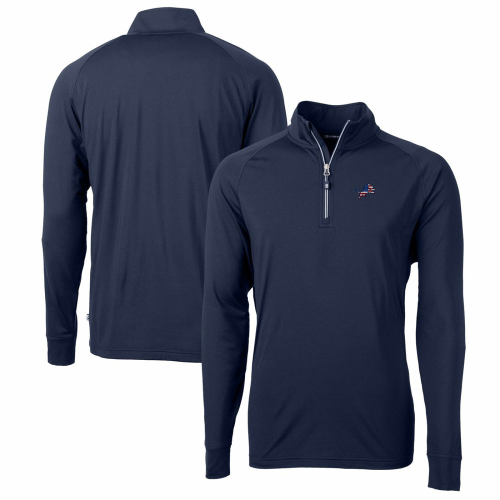 Detroit Lions Cutter & Buck Big & Tall Adapt Eco Knit Stretch Recycled Quarter-Zip Pullover Top - Navy sale