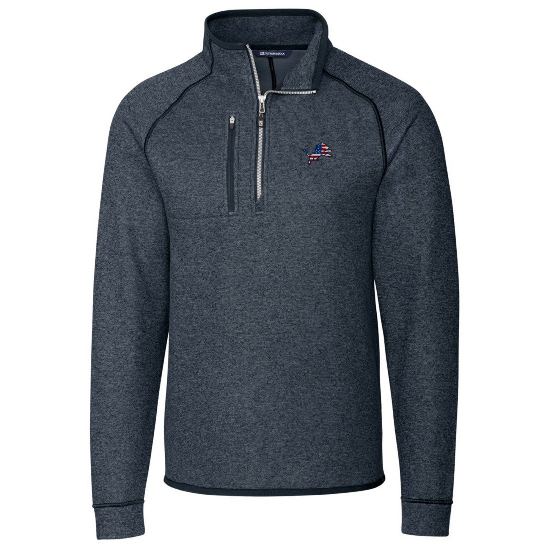 Detroit Lions Cutter & Buck Big & Tall Mainsail Sweater Knit Half-Zip Pullover Jacket - Heathered Navy outlet