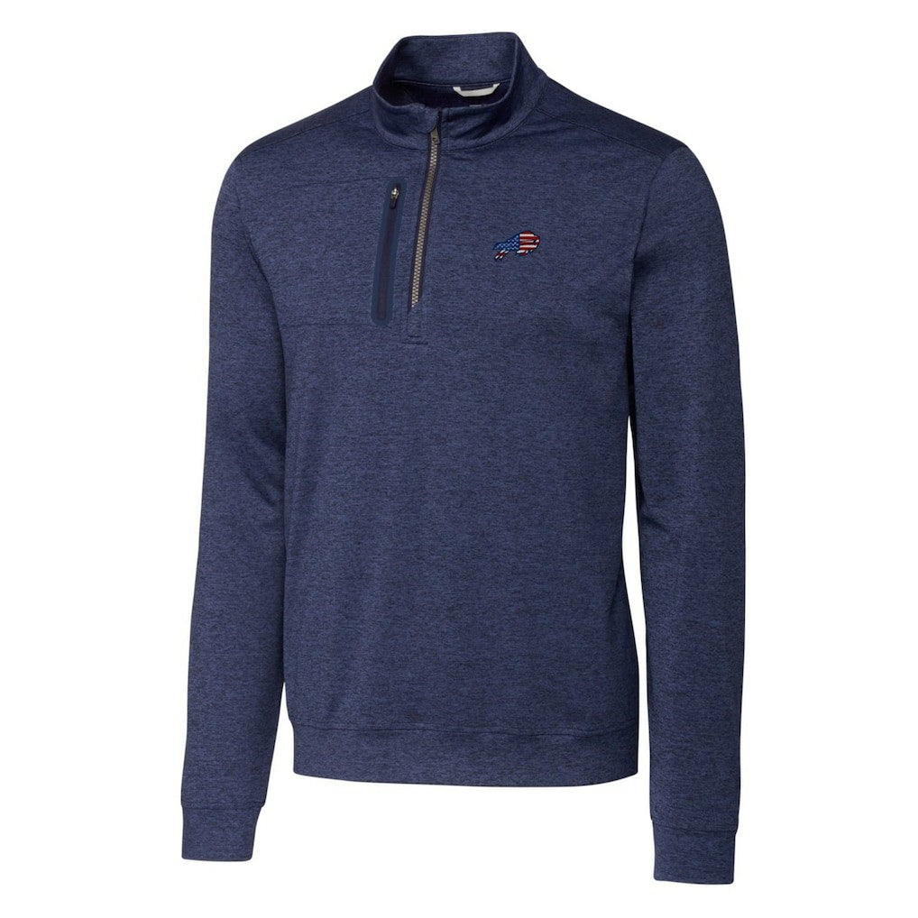 Buffalo Bills Cutter & Buck Big & Tall Stealth Quarter-Zip Jacket - Heathered Navy for sale