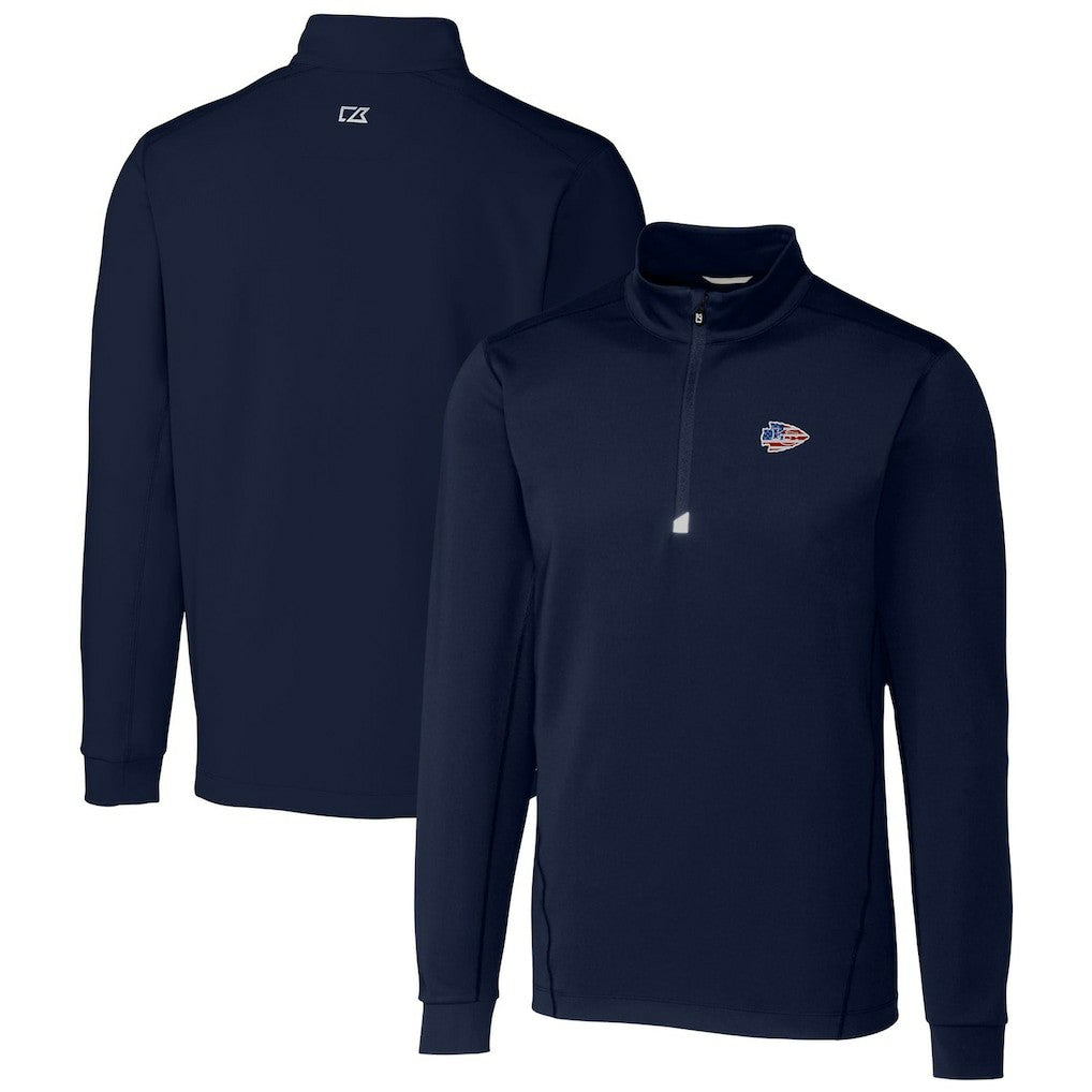 Kansas City Chiefs Cutter & Buck Big & Tall Traverse Stretch Quarter-Zip Pullover Top - Navy online