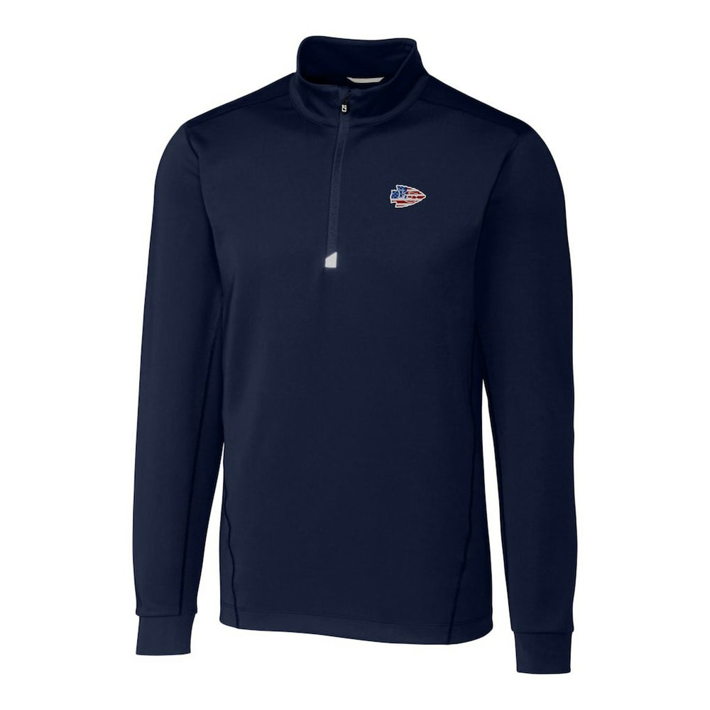 Kansas City Chiefs Cutter & Buck Big & Tall Traverse Stretch Quarter-Zip Pullover Top - Navy online