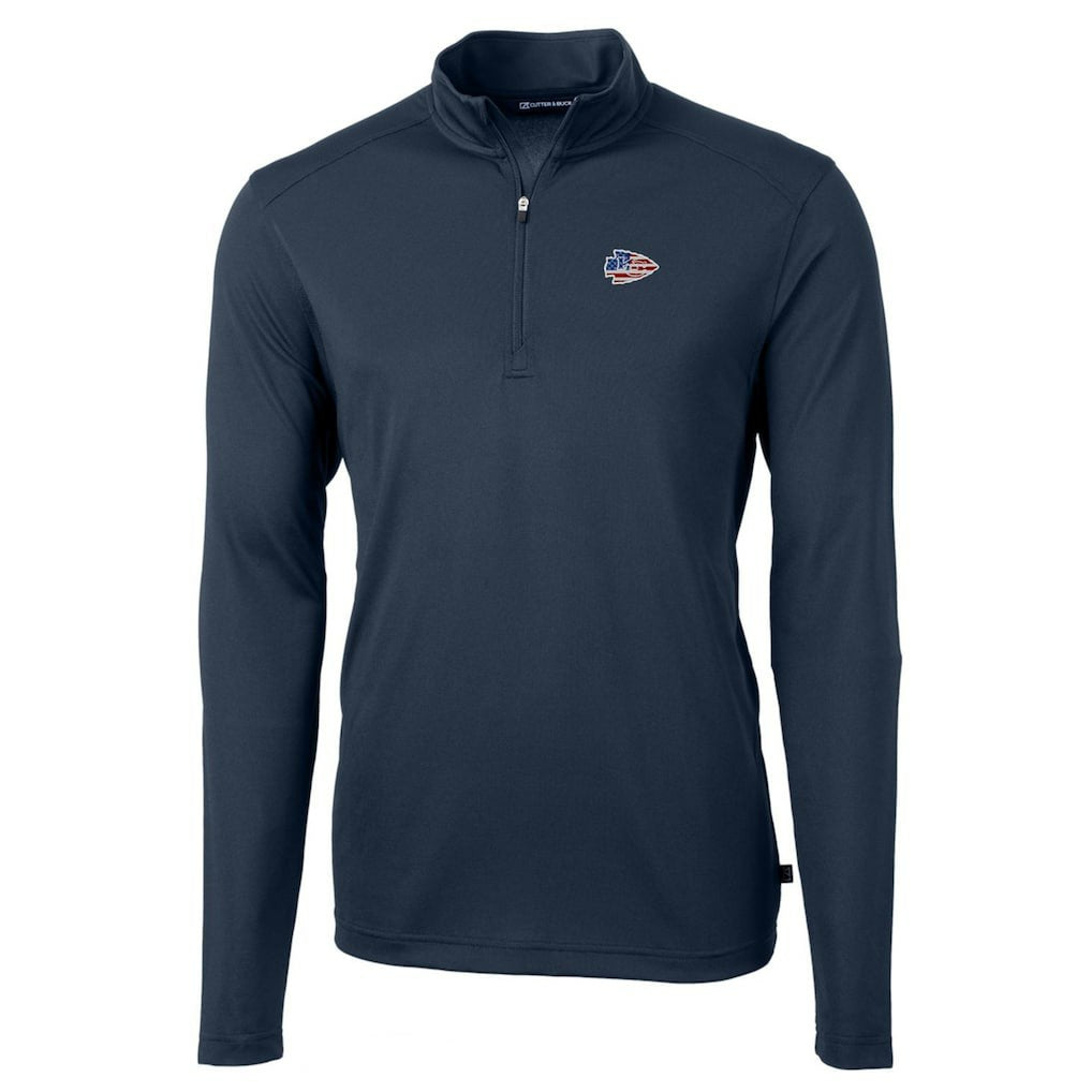 Kansas City Chiefs Cutter & Buck Big & Tall Virtue Eco Pique Recycled Quarter-Zip Jacket - Navy outlet