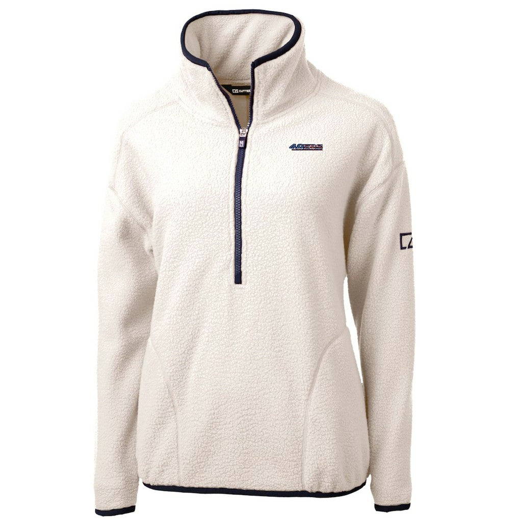 San Francisco 49ers Cutter & Buck Women's Americana Cascade Eco Sherpa Fleece Half-Zip Pullover Jacket - Cream online