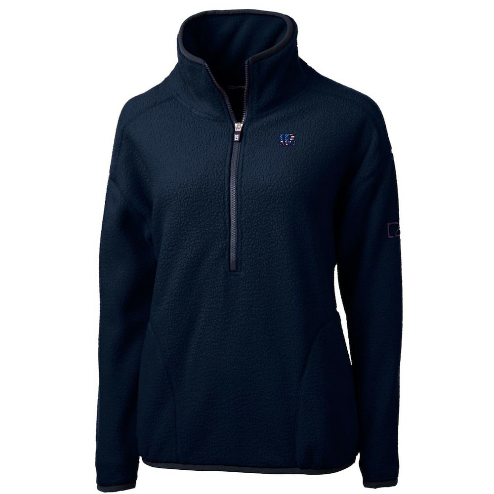 Cincinnati Bengals Cutter & Buck Women's Americana Cascade Eco Sherpa Fleece Half-Zip Pullover Jacket - Navy outlet