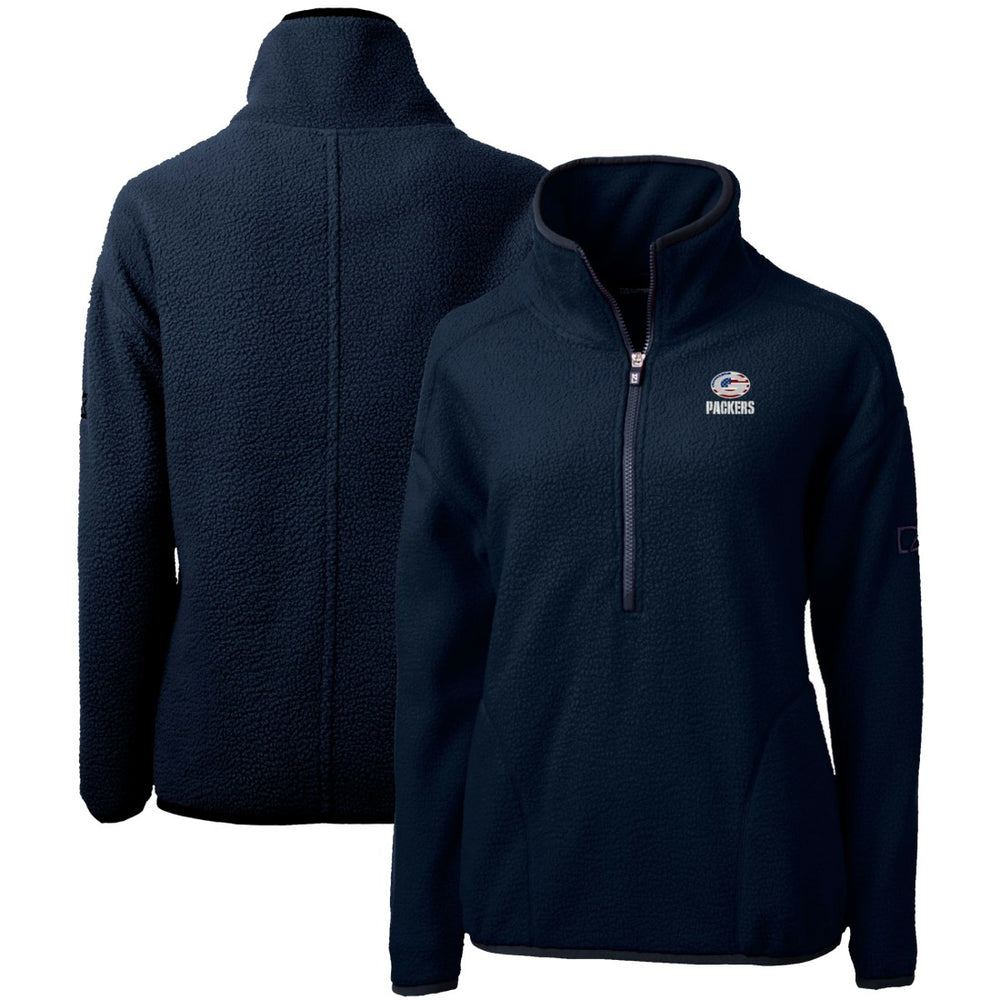 Green Bay Packers Cutter & Buck Women's Americana Cascade Eco Sherpa Fleece Half-Zip Pullover Jacket - Navy discount