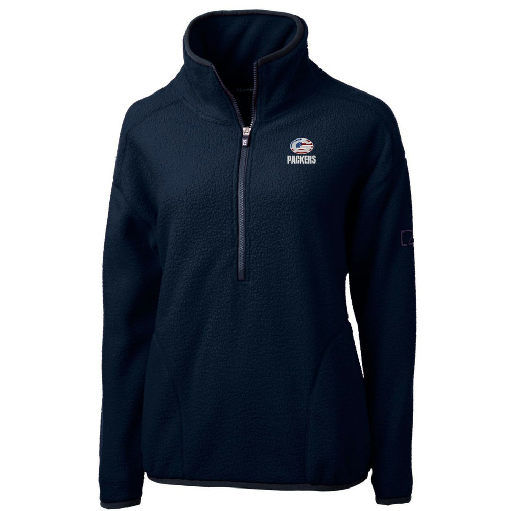 Green Bay Packers Cutter & Buck Women's Americana Cascade Eco Sherpa Fleece Half-Zip Pullover Jacket - Navy discount