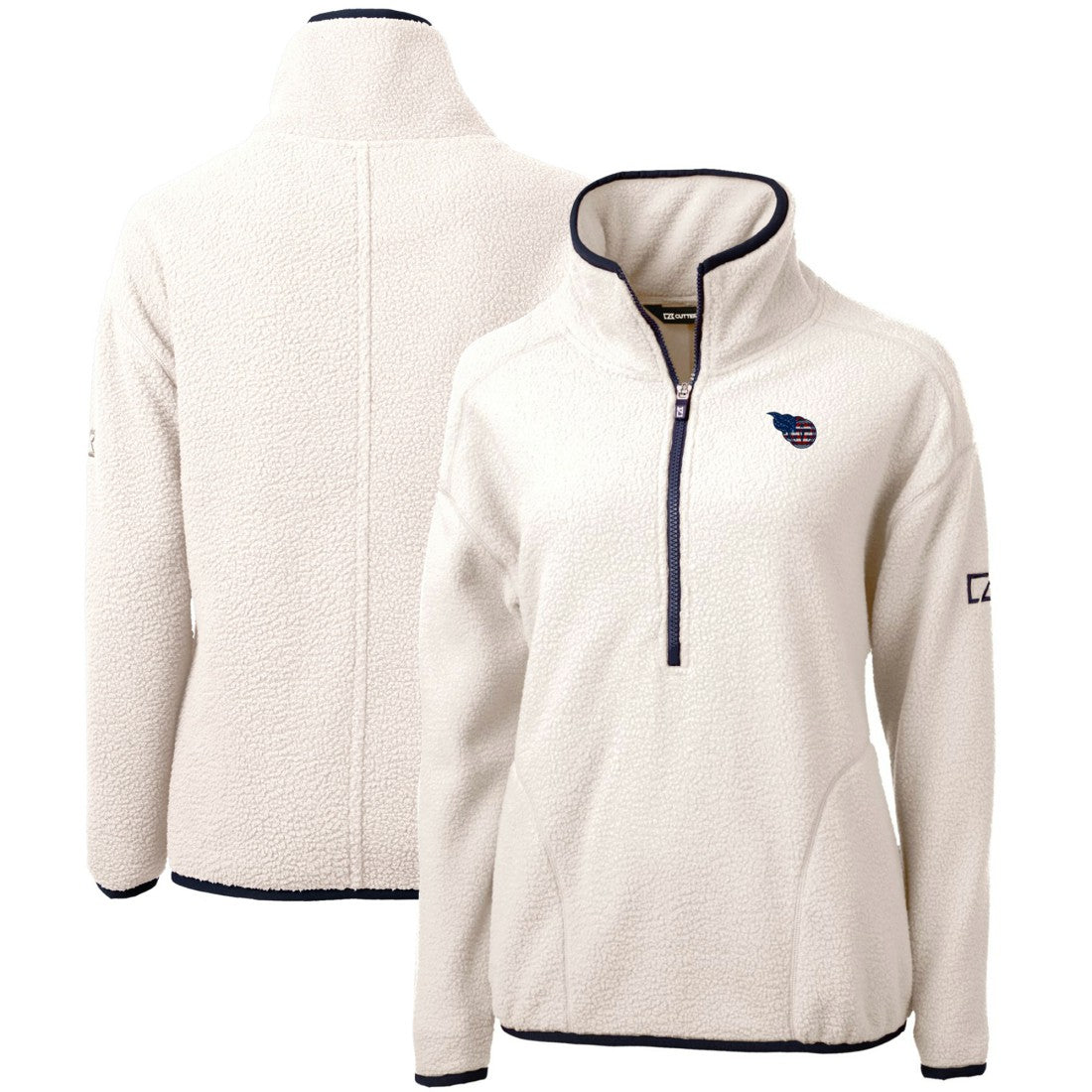 Tennessee Titans Cutter & Buck Women's Americana Cascade Eco Sherpa Fleece Half-Zip Pullover Jacket - Cream outlet