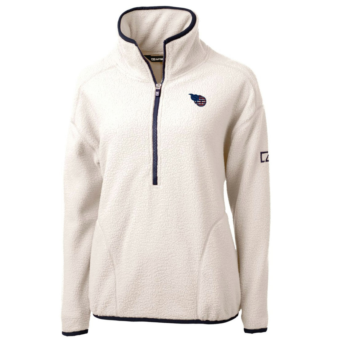 Tennessee Titans Cutter & Buck Women's Americana Cascade Eco Sherpa Fleece Half-Zip Pullover Jacket - Cream outlet