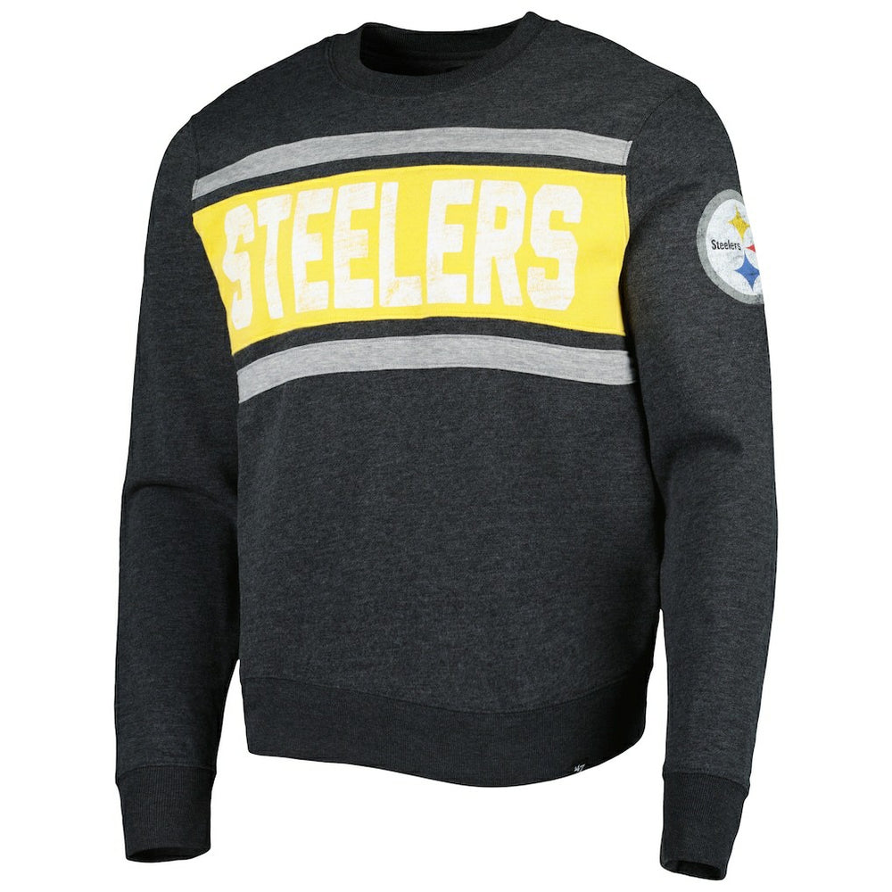 Pittsburgh Steelers '47 Bypass Tribeca Pullover Sweatshirt - Heathered Black outlet