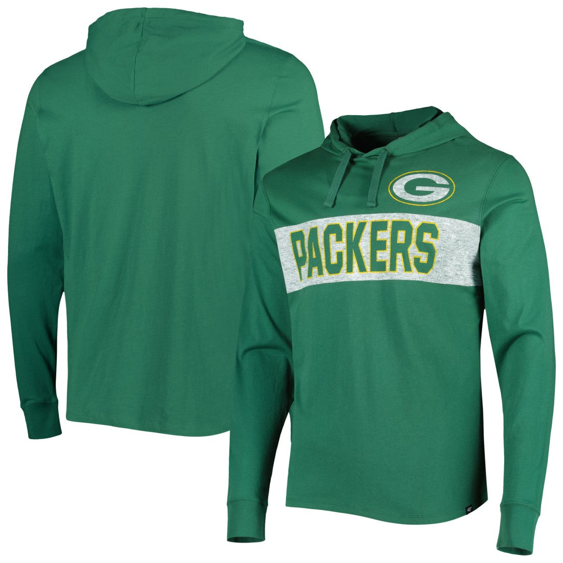 Green Bay Packers '47 Field Franklin Hooded Long Sleeve T-Shirt - Green outlet