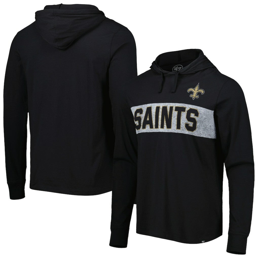 New Orleans Saints '47 Field Franklin Hooded Long Sleeve T-Shirt - Black for sale