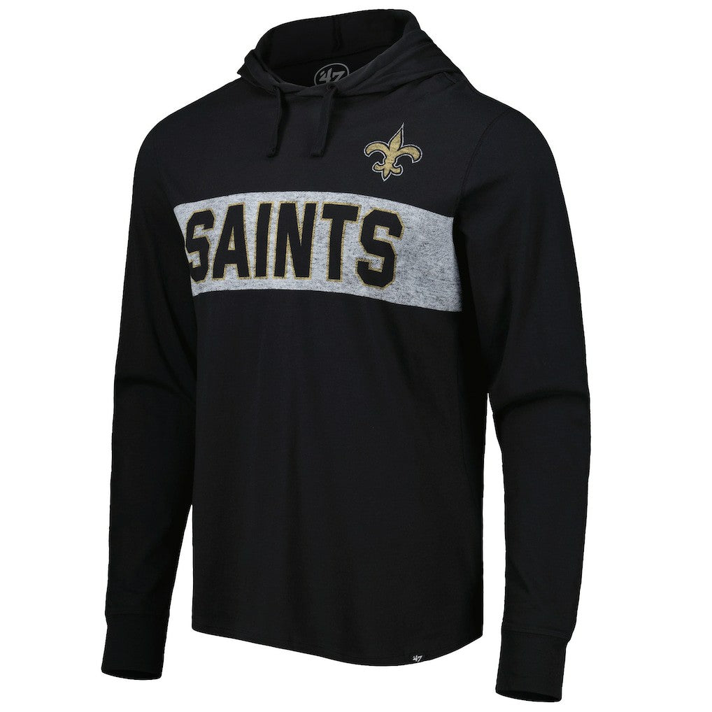 New Orleans Saints '47 Field Franklin Hooded Long Sleeve T-Shirt - Black for sale