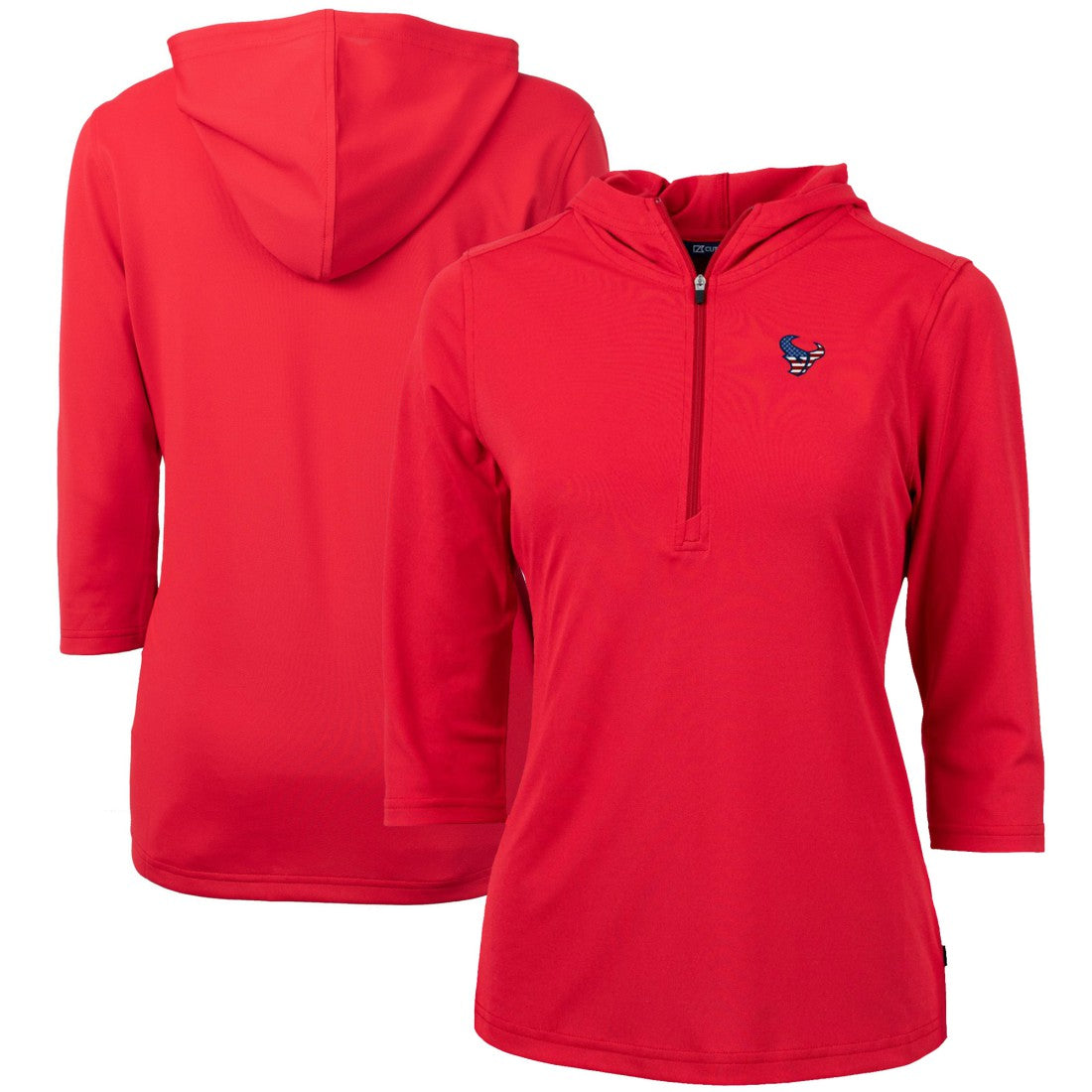 Houston Texans Cutter & Buck Women's Virtue Eco Pique 3/4 Sleeve Half-Zip Pullover Hoodie - Red cheap
