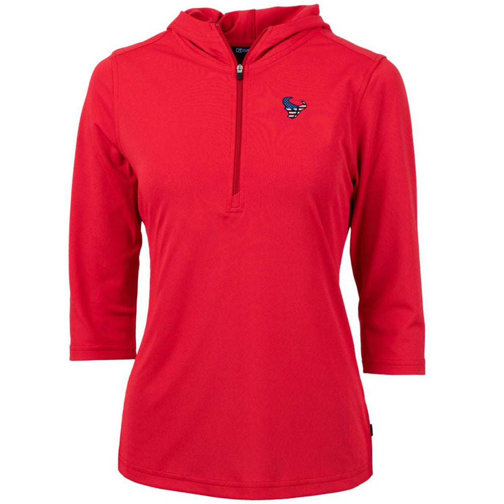 Houston Texans Cutter & Buck Women's Virtue Eco Pique 3/4 Sleeve Half-Zip Pullover Hoodie - Red cheap