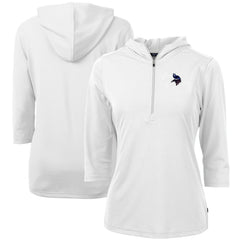 Minnesota Vikings Cutter & Buck Women's Virtue Eco Pique 3/4 Sleeve Half-Zip Pullover Hoodie - White sale