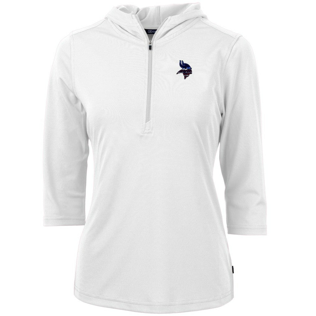 Minnesota Vikings Cutter & Buck Women's Virtue Eco Pique 3/4 Sleeve Half-Zip Pullover Hoodie - White sale