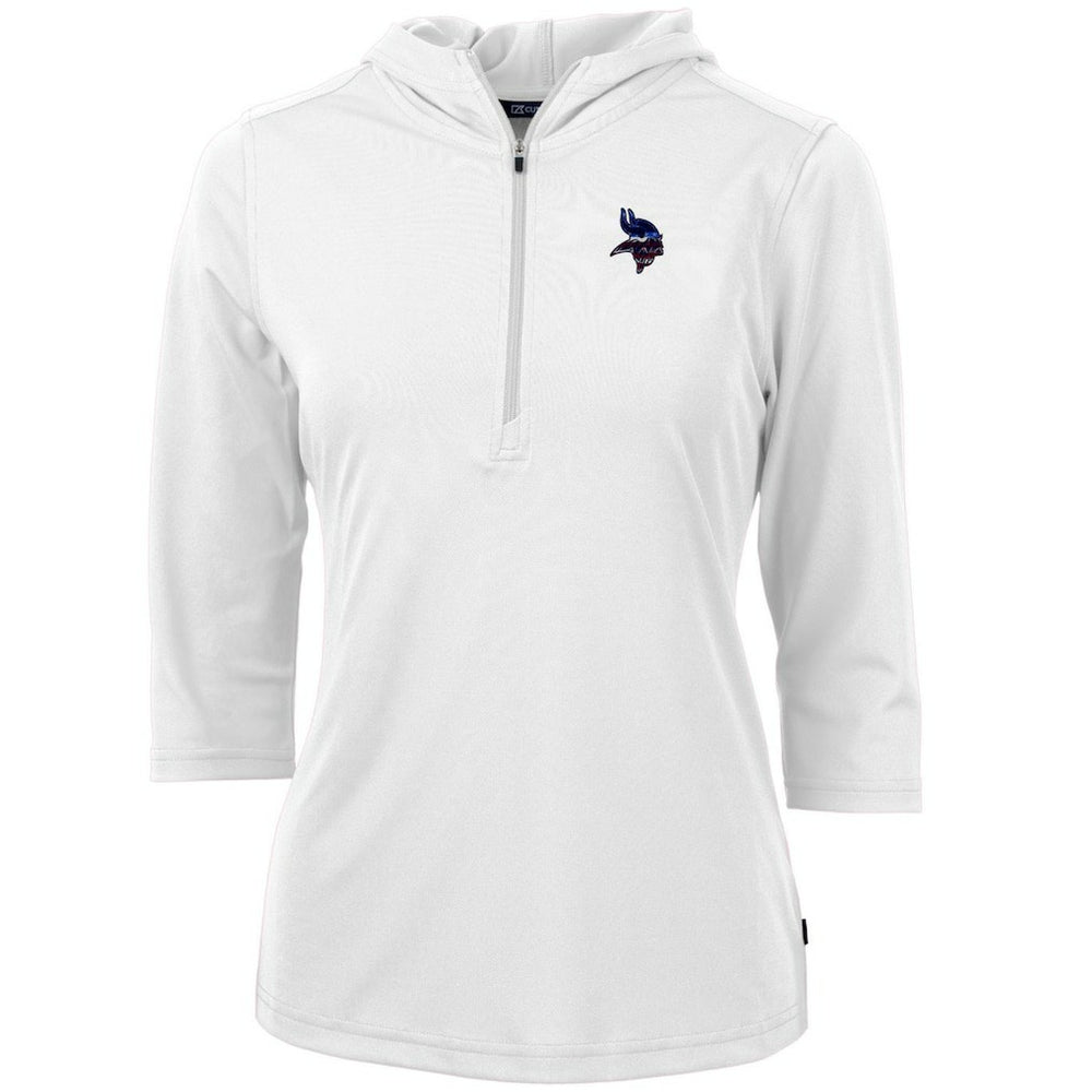 Minnesota Vikings Cutter & Buck Women's Virtue Eco Pique 3/4 Sleeve Half-Zip Pullover Hoodie - White sale