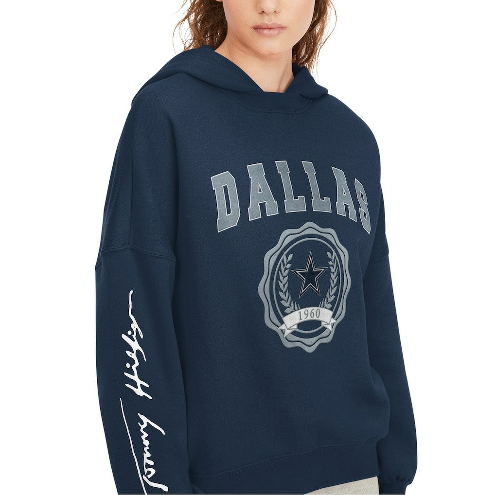 Dallas Cowboys Tommy Hilfiger Women's Becca Dropped Shoulders Pullover Hoodie - Navy on sale