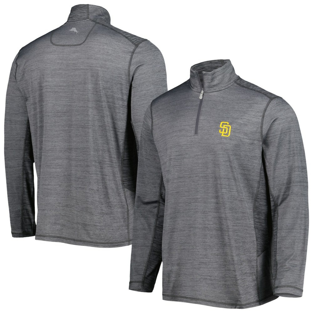 San Diego Padres Tommy Bahama Delray IslandZone Half-Zip Top - Gray