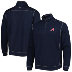 Atlanta Braves Tommy Bahama Tobago Bay Tri-Blend Quarter-Zip Sweatshirt - Blue
