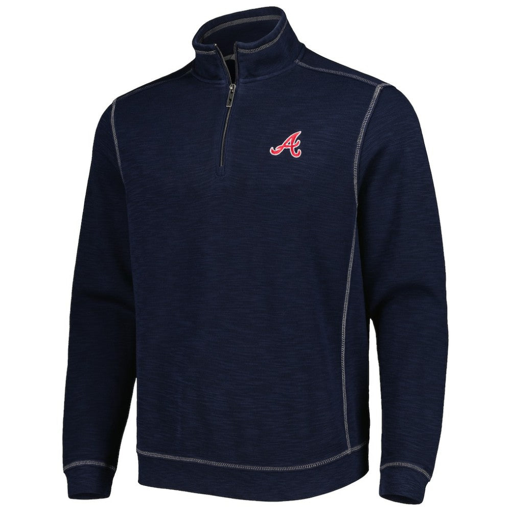 Atlanta Braves Tommy Bahama Tobago Bay Tri-Blend Quarter-Zip Sweatshirt - Blue