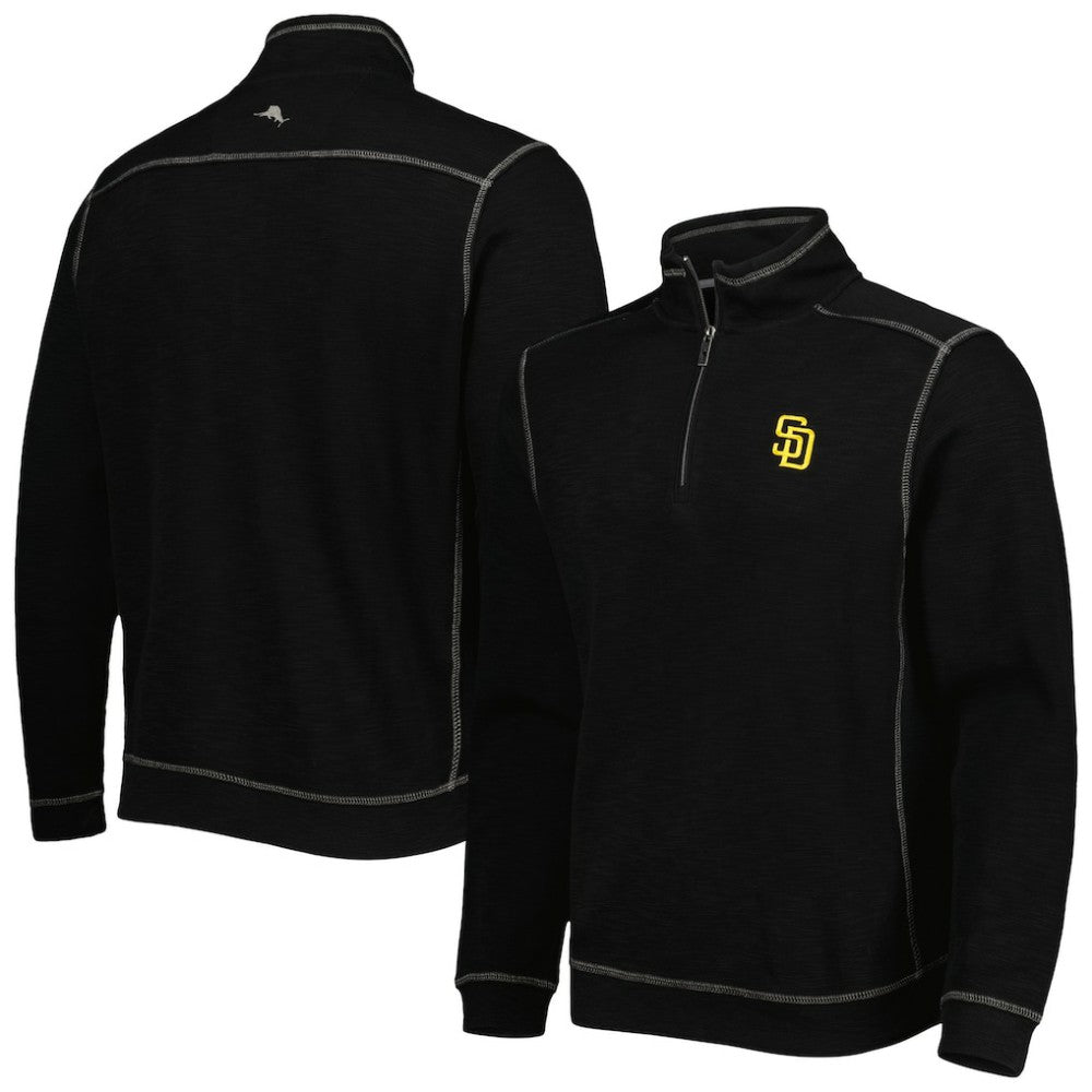 San Diego Padres Tommy Bahama Tobago Bay Tri-Blend Quarter-Zip Sweatshirt - Black
