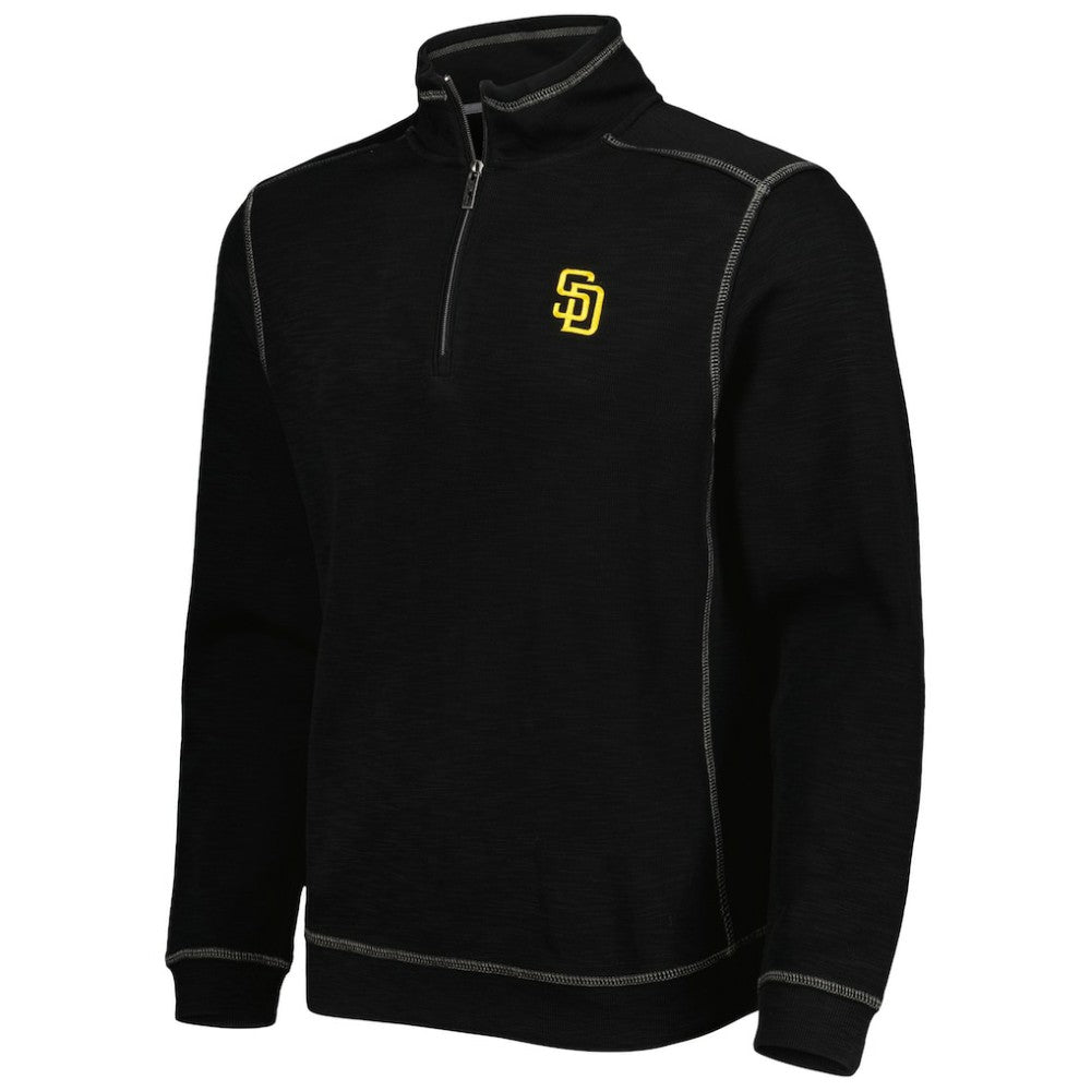 San Diego Padres Tommy Bahama Tobago Bay Tri-Blend Quarter-Zip Sweatshirt - Black