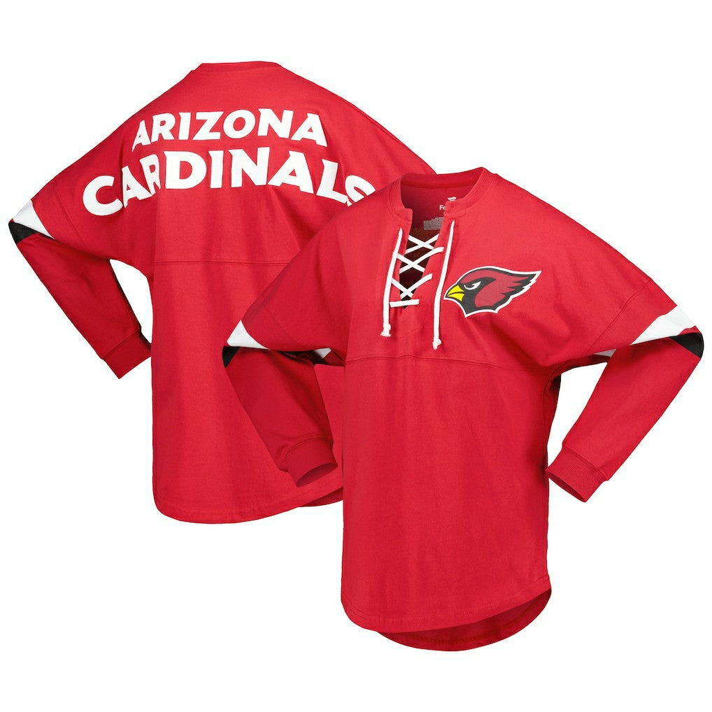 Arizona Cardinals Women's Spirit Jersey Lace-Up V-Neck Long Sleeve T-Shirt - Cardinal outlet