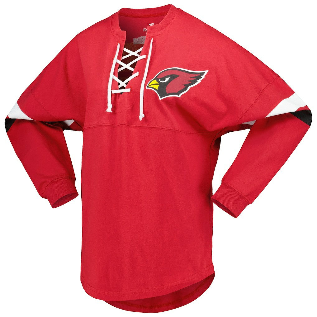 Arizona Cardinals Women's Spirit Jersey Lace-Up V-Neck Long Sleeve T-Shirt - Cardinal outlet