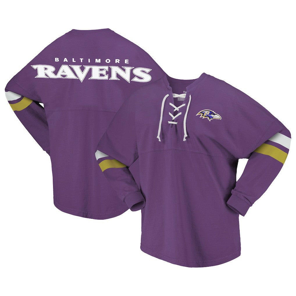 Baltimore Ravens Women's Spirit Jersey Lace-Up V-Neck Long Sleeve T-Shirt - Purple outlet